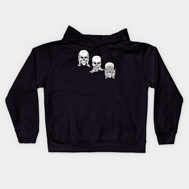 Three Wise Skulls Kids Hoodie by mehdime